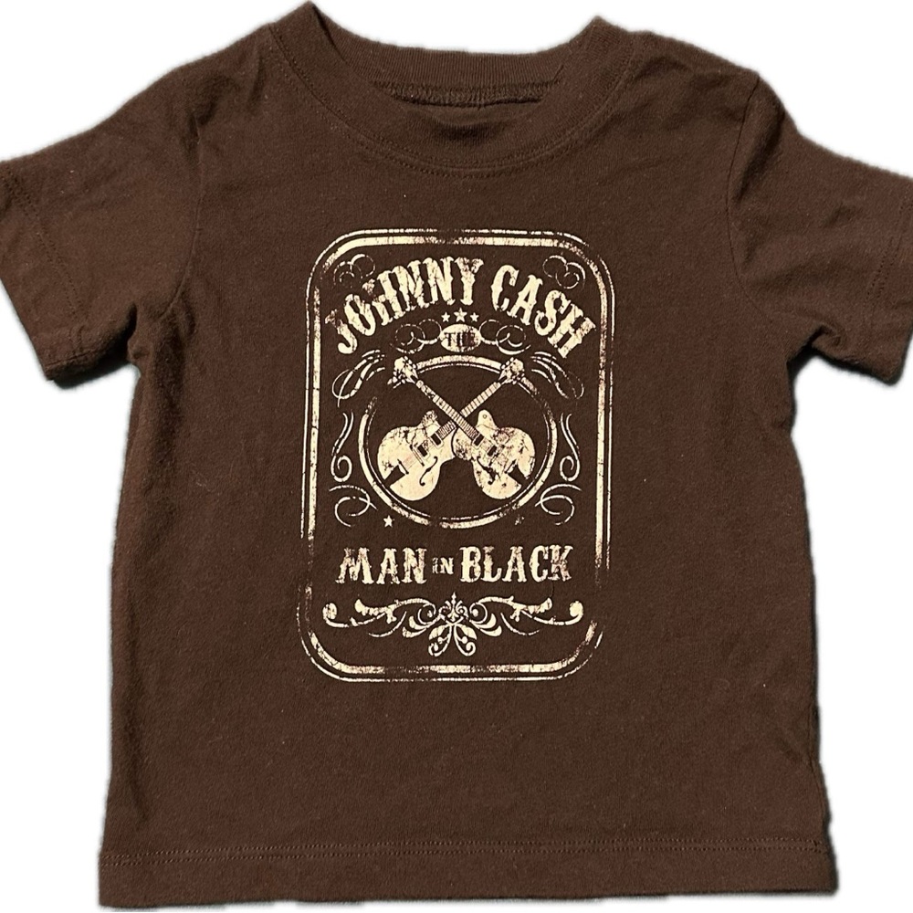 EUC Johnny Cash toddler T-shirt “Man In Black” logo, 50% cotton, 50% polyester